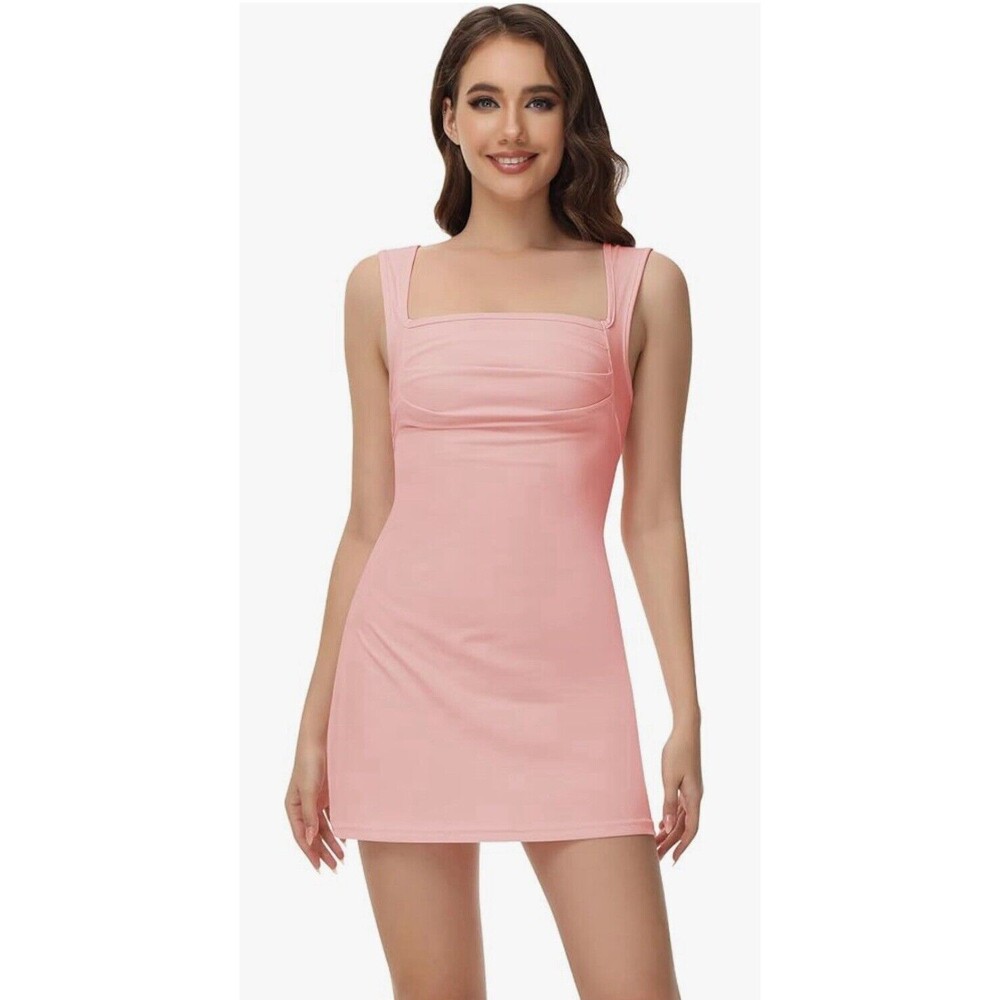 💖 Pink Fit & Flare Mini Dress – Size Medium (Tag says XL)